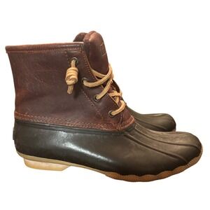 Sperry Top Sider Waterproof Duck Boot Women's Size 7.5 Leather Rubber Brown